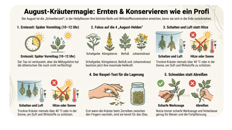 „Der kleine Kräuterkobold Wurzelwitz sitzt umgeben von Kürbissen, Pilzen, Mais und Heilkräutern in einer herbstlichen Naturkulisse neben einem Holzschild mit der Aufschrift ‚Schwellenzeit & Ernte‘.“